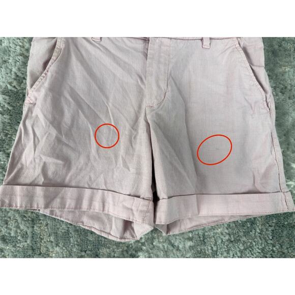 H&M LOGG Size 4 Flat Front Stretch Shorts Pink Button Zip Pocket Casual Cotton - Picture 2 of 8